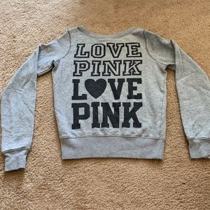 VS PINK gray Crewneck LOVE PINK sz XS